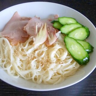 チャーシューみょうがのそうめん